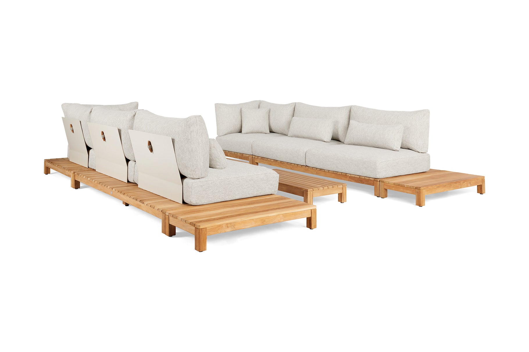 Sofaset Portofino - Teak - Camel sand - Seashell bouclé