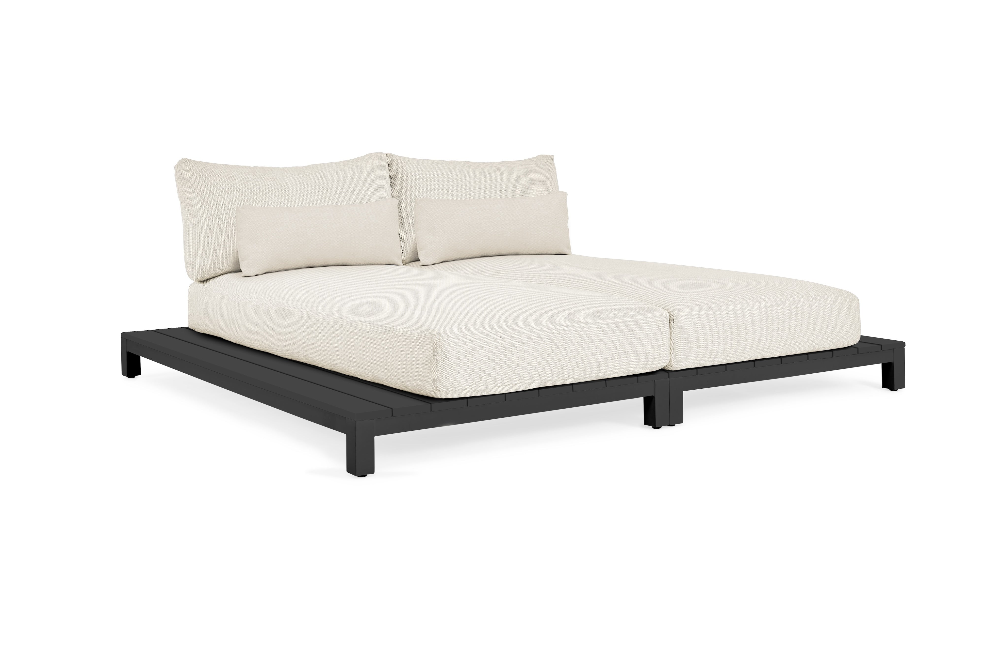 Daybed Evora - Matt black - Natural mixed weave