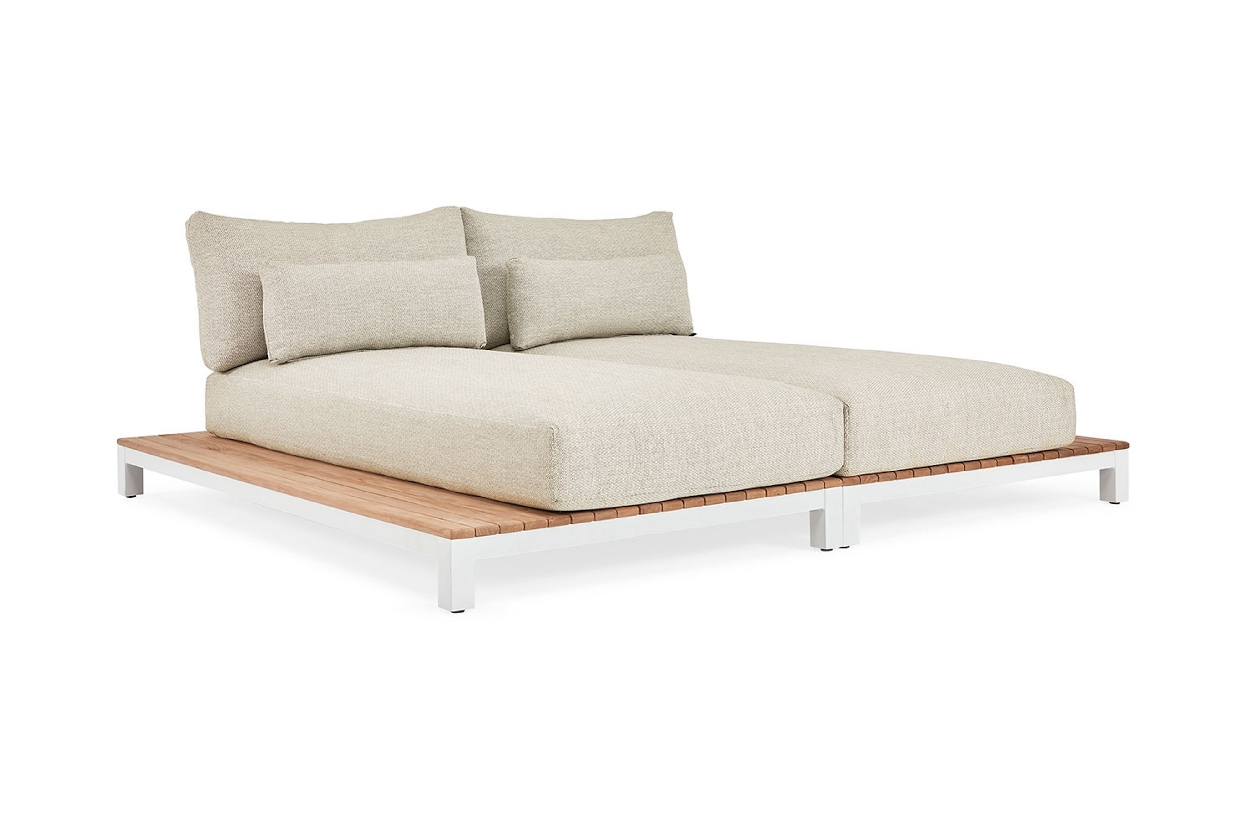 Daybed Evora - Teak - Matt white - Natural mixed weave