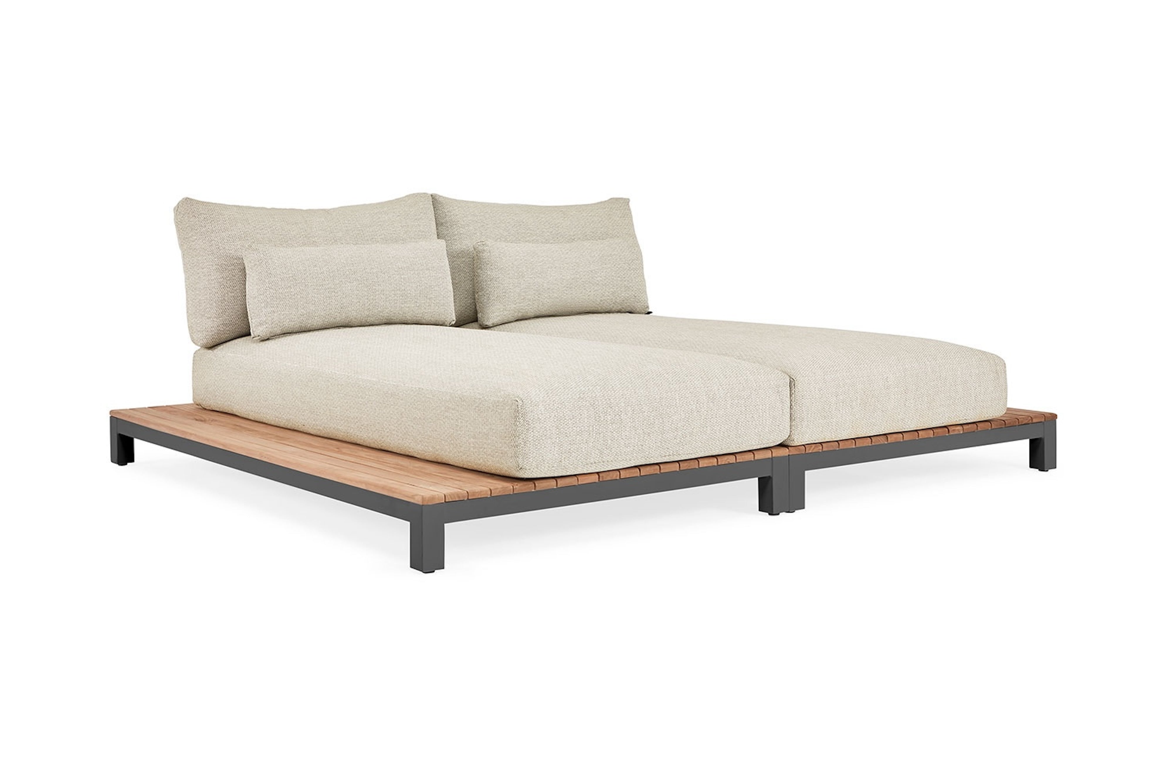 Daybed Evora - Teak - Matt grey - Natural mixed weave