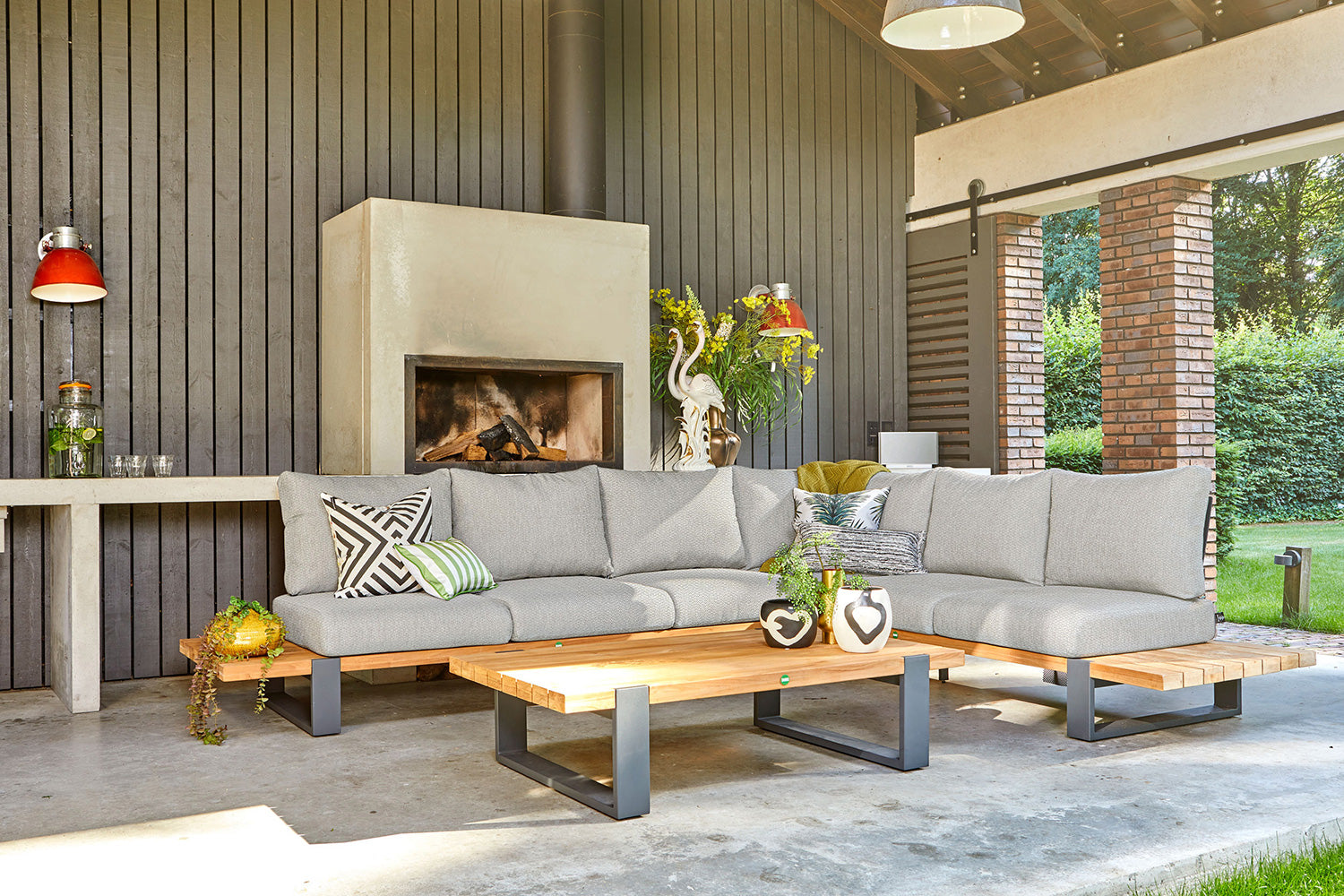 Loungeset Nardo large - Teak - Royal Grey - Soft Grey