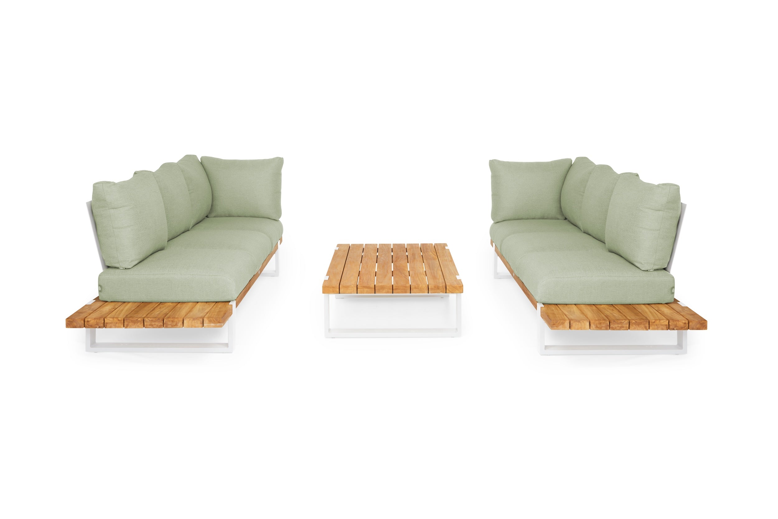 Loungeset Nardo Ibiza Style - Teak - Matt White - Soft Green