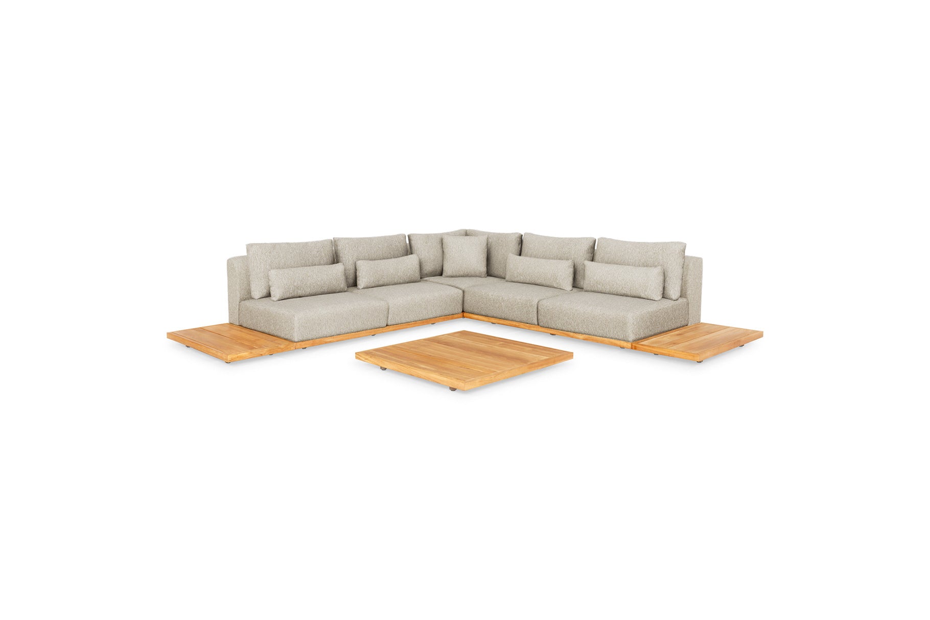 Loungeset Aspen small - Teak - Pebble desert bouclé