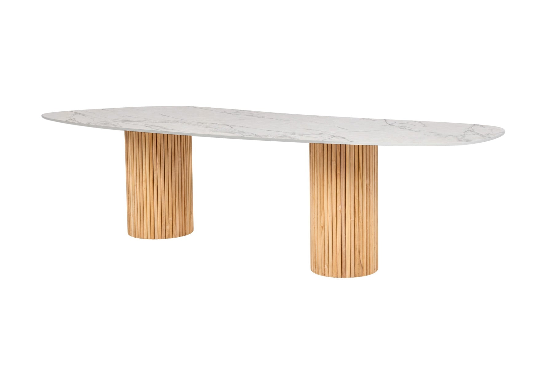 Eettafel Omis - 280x130 - Teak - Neolith Marble white