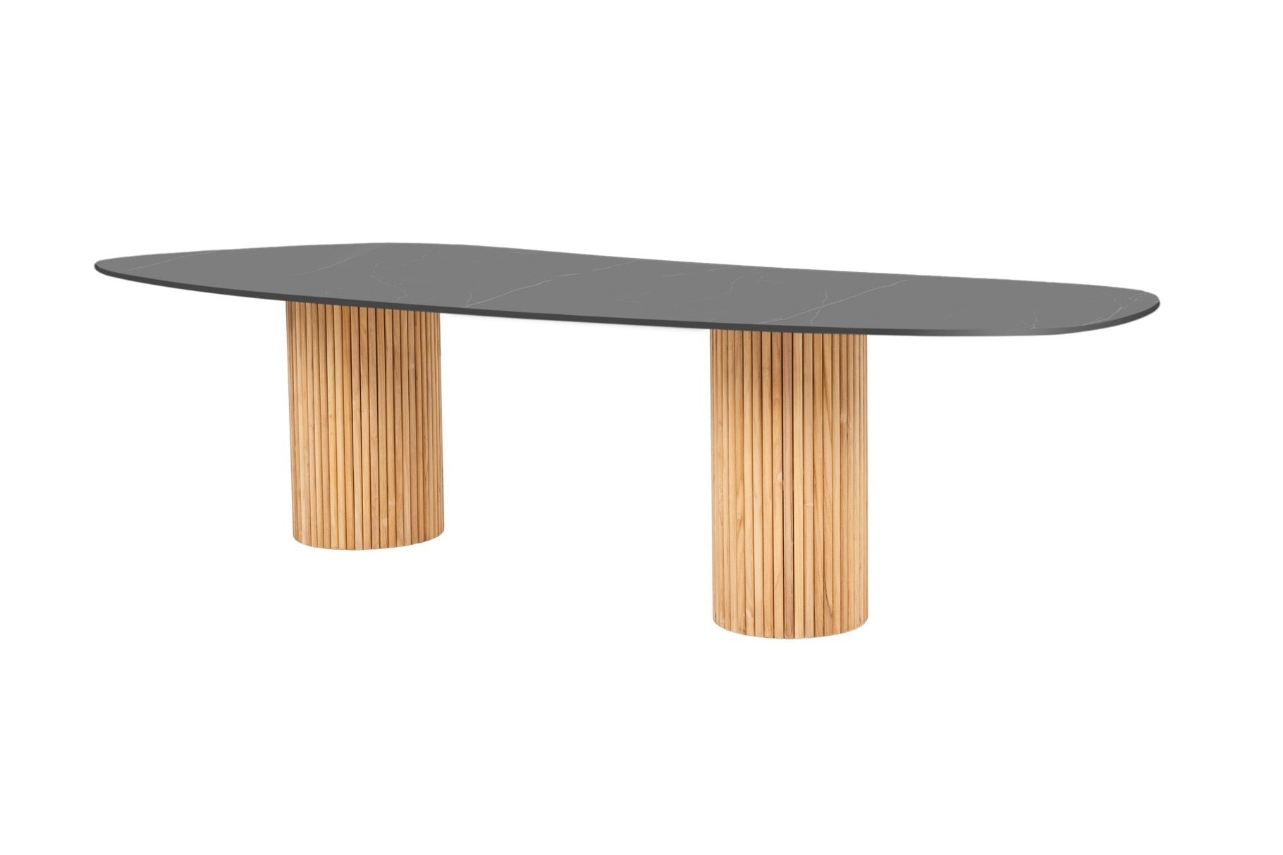 Eettafel Omis - 280x130 - Teak - Neolith Marble black