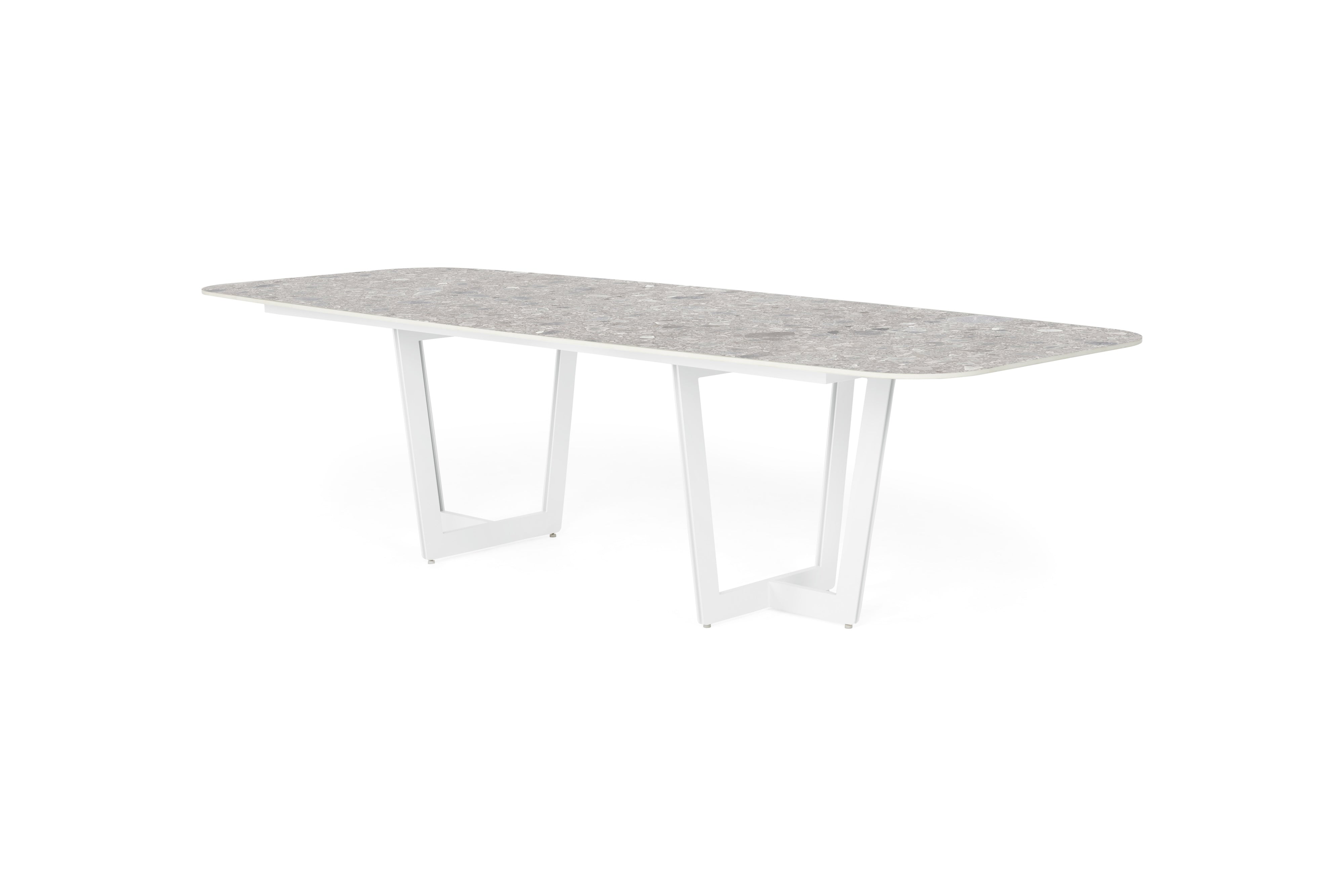 Tuintafel Palermo - 280x116 - Matt white - Neolith Terrazzo grey