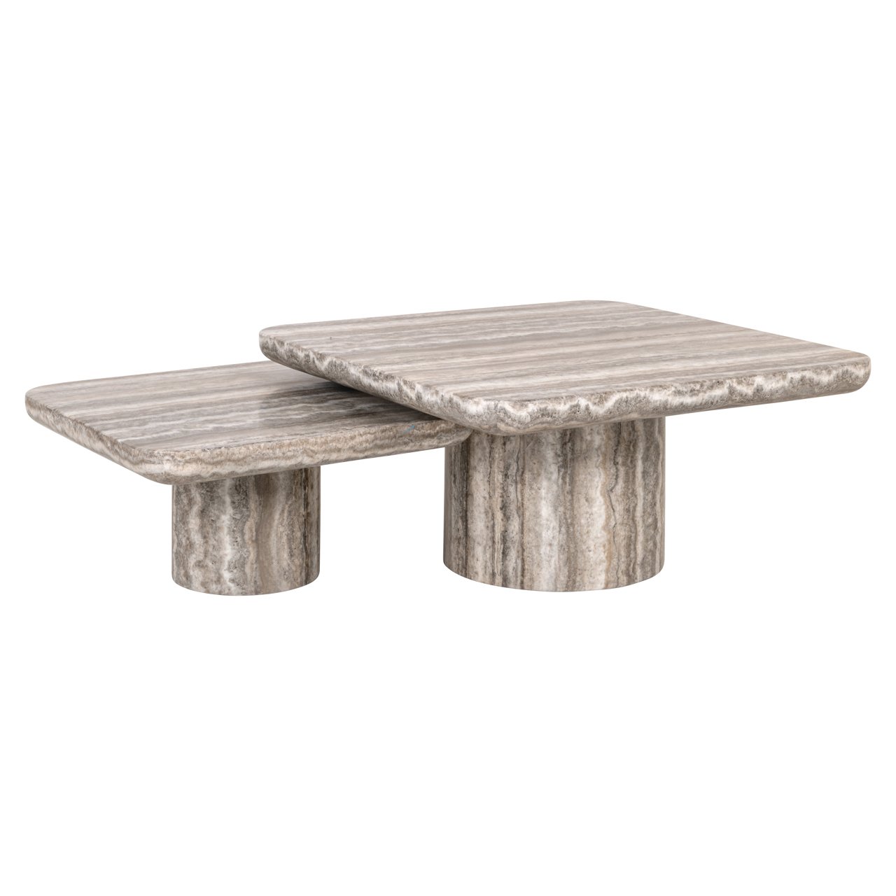 Salontafel Denizly - Grijs faux travertine (set van 2)