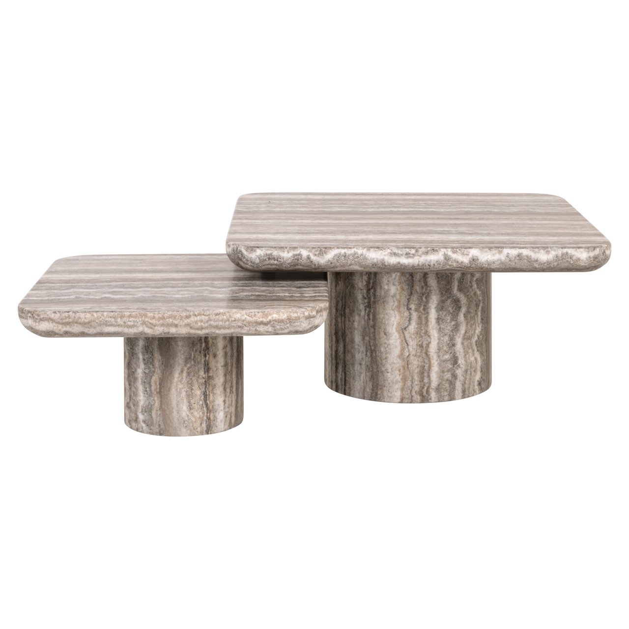 Salontafel Denizly - Grijs faux travertine (set van 2)