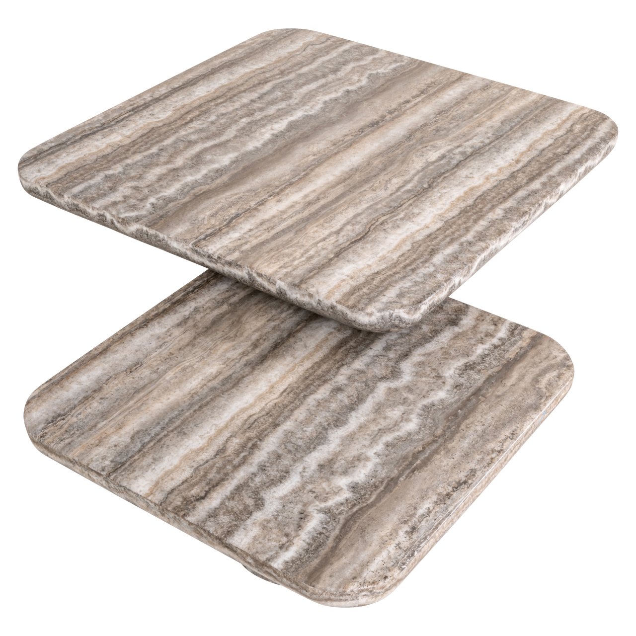 Salontafel Denizly - Grijs faux travertine (set van 2)