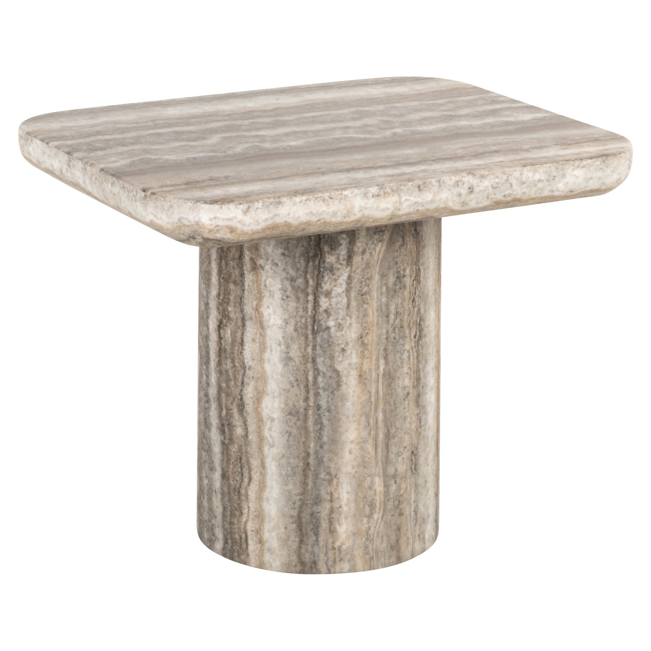 Bijzettafel Denizly - Grijs faux travertine
