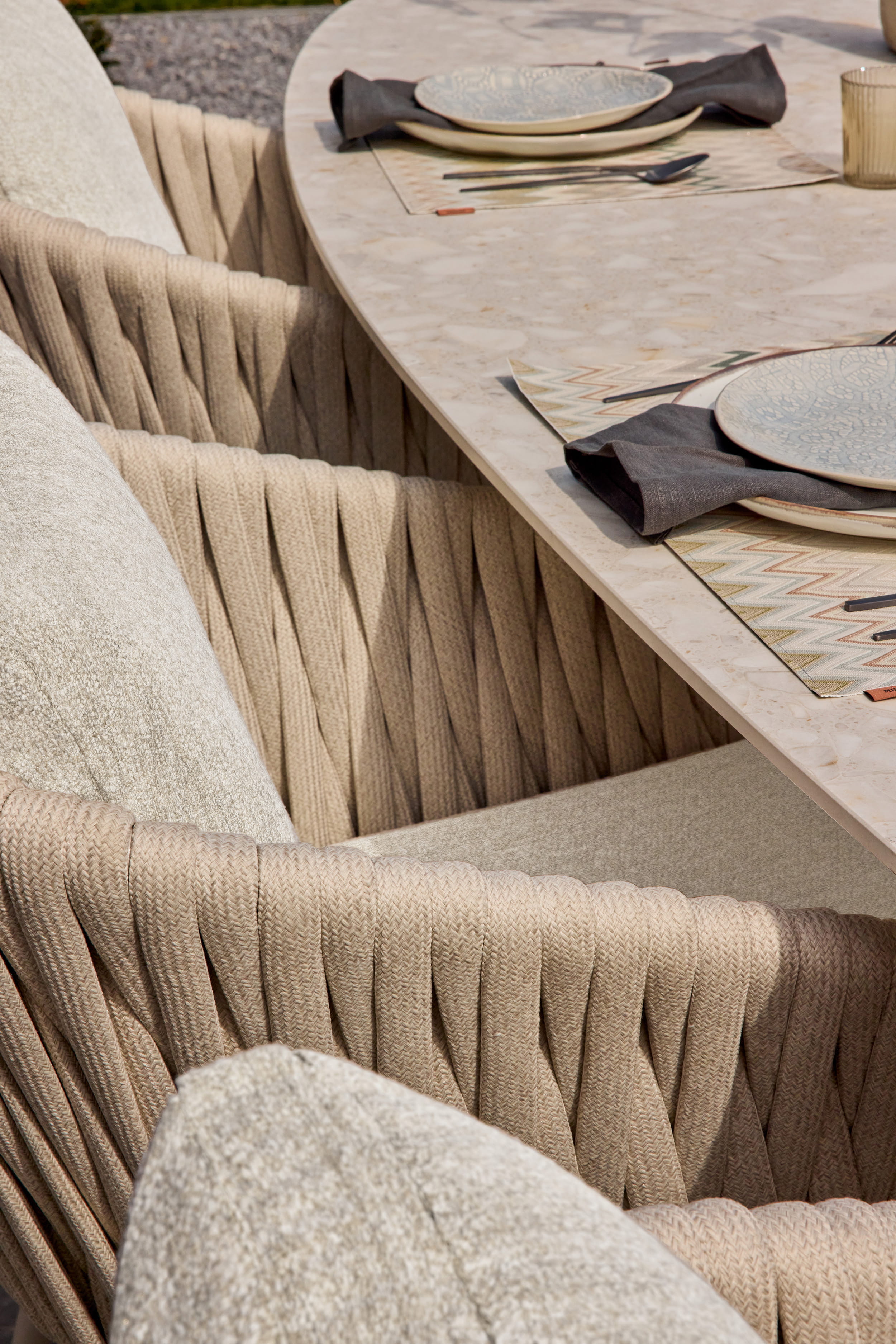 Tuinstoel Avero - Camel sand - Misty rope - Seashell bouclé