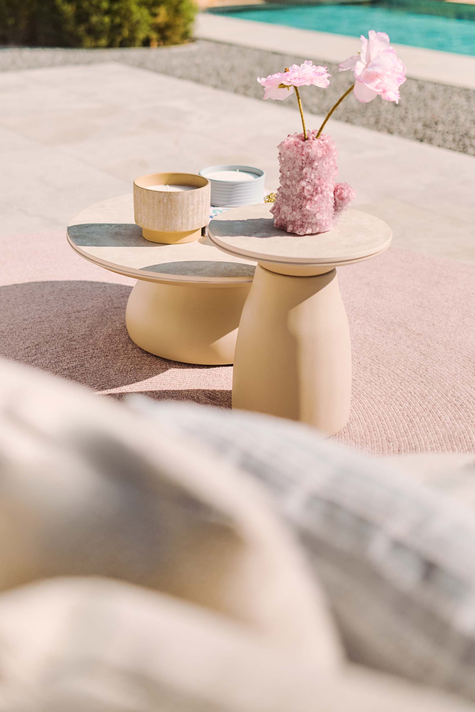 Bijzettafel Farzi - Ø40x46 - Champagne - Neolith stone grey