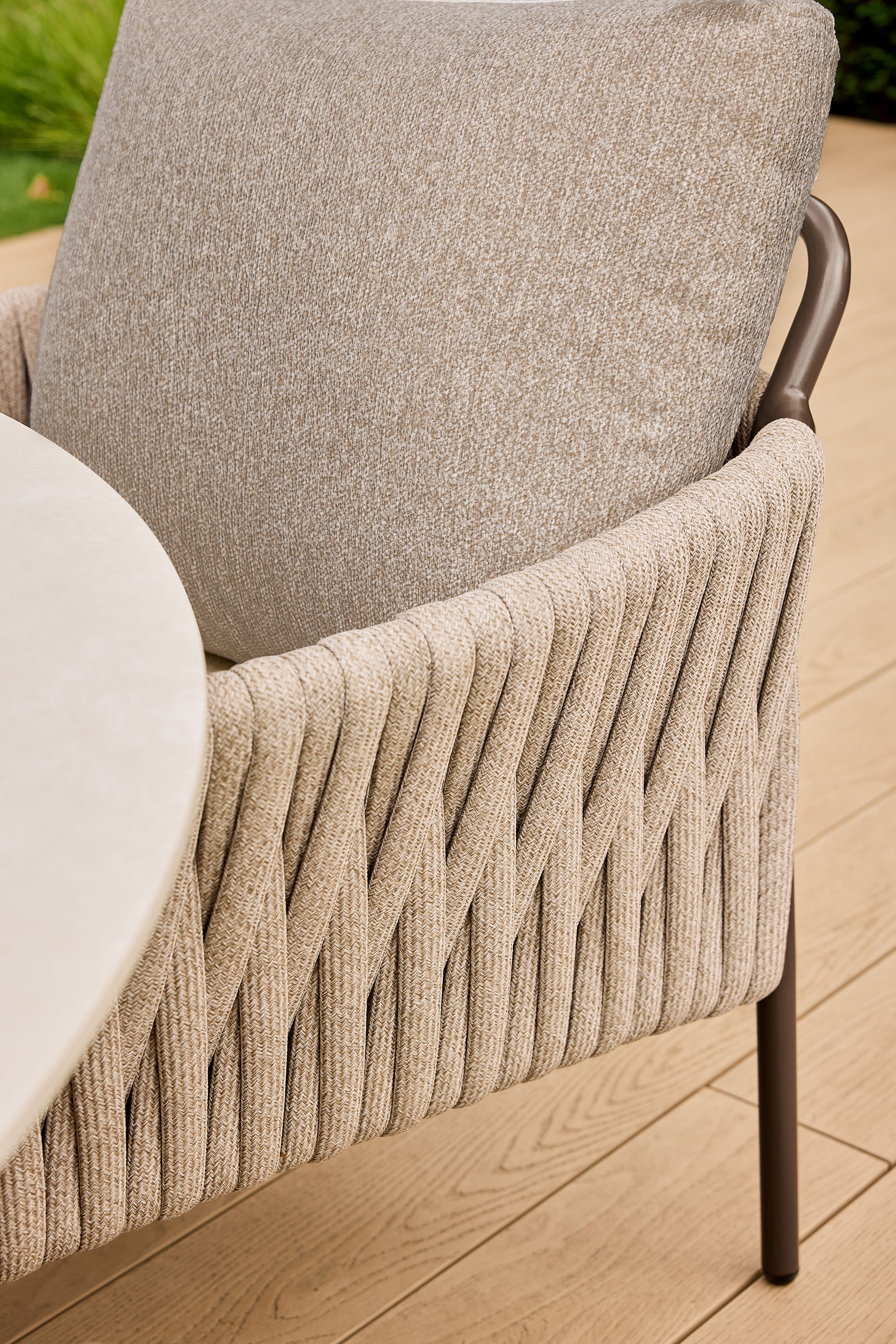 Tuinstoel Fiavè - Low dining - Brons - Clouded rope - Pebble desert bouclé