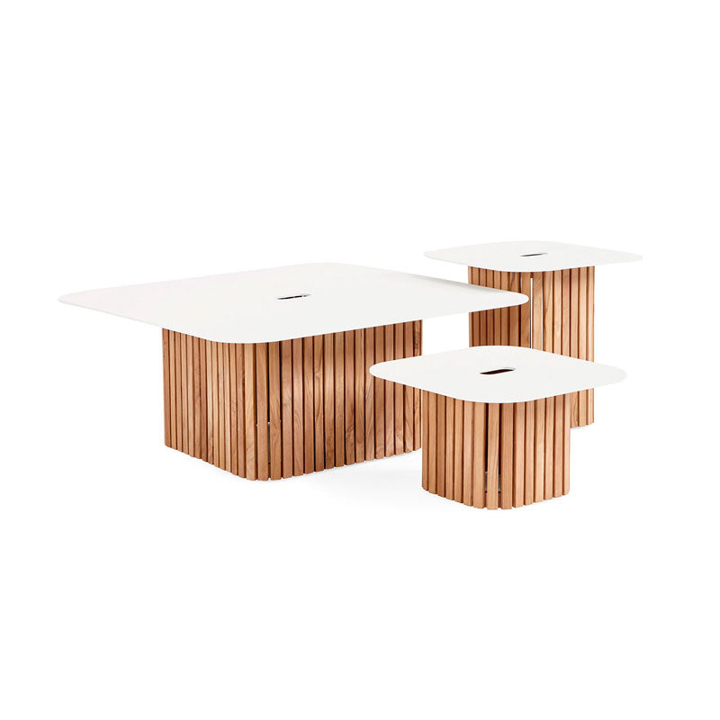 Tuintafel Savona - L - Teak - Aluminium - Matt White