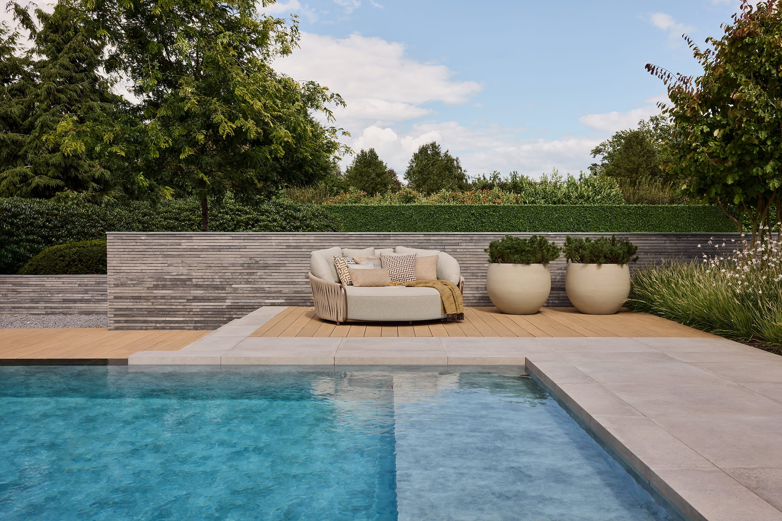 Daybed Marolo - Brons - Clouded rope - Pebble desert bouclé