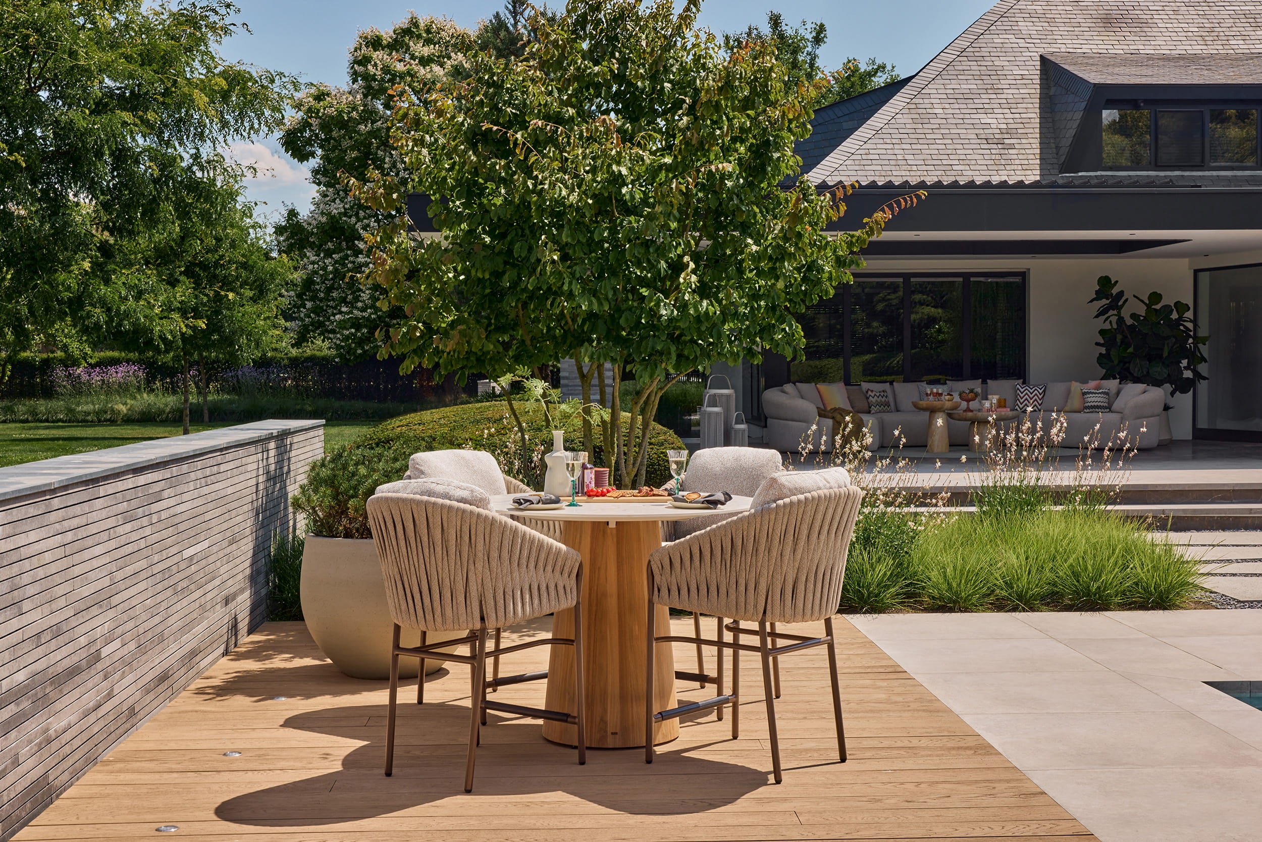 Barkruk Nappa - Brons - Clouded rope - Pebble desert bouclé