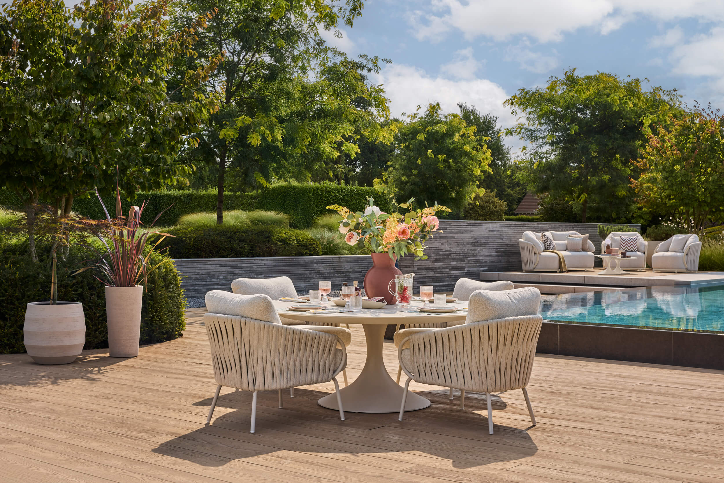 Tuintafel Nova - Low dining - Ø120 - Camel sand - Sintered stone