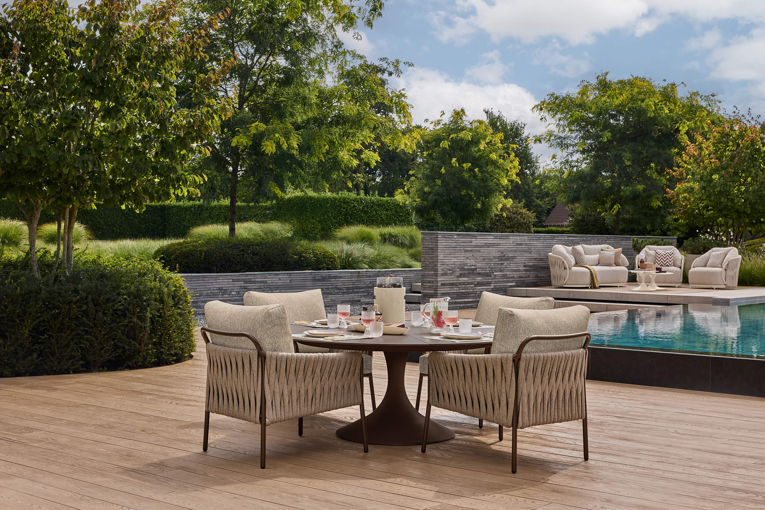 Tuintafel Nova - Low dining - Ø150 - Brons - Sintered stone