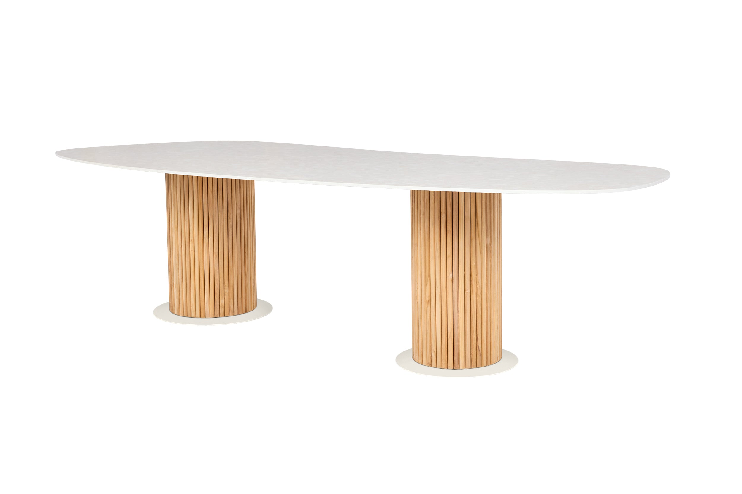 Eettafel Omis - 320x130 - Teak - Neolith Terrazzo taupe