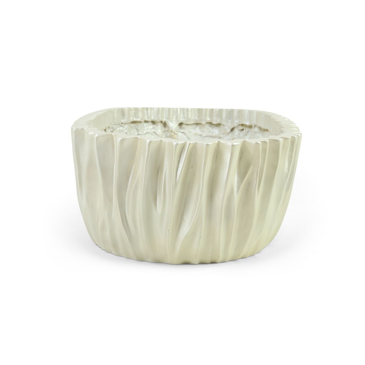 Pot Folds Ovaal - Parelmoer Wit - L70 B35 H17