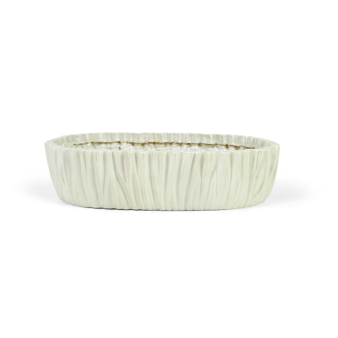 Pot Folds Ovaal - Parelmoer Wit - L70 B35 H17