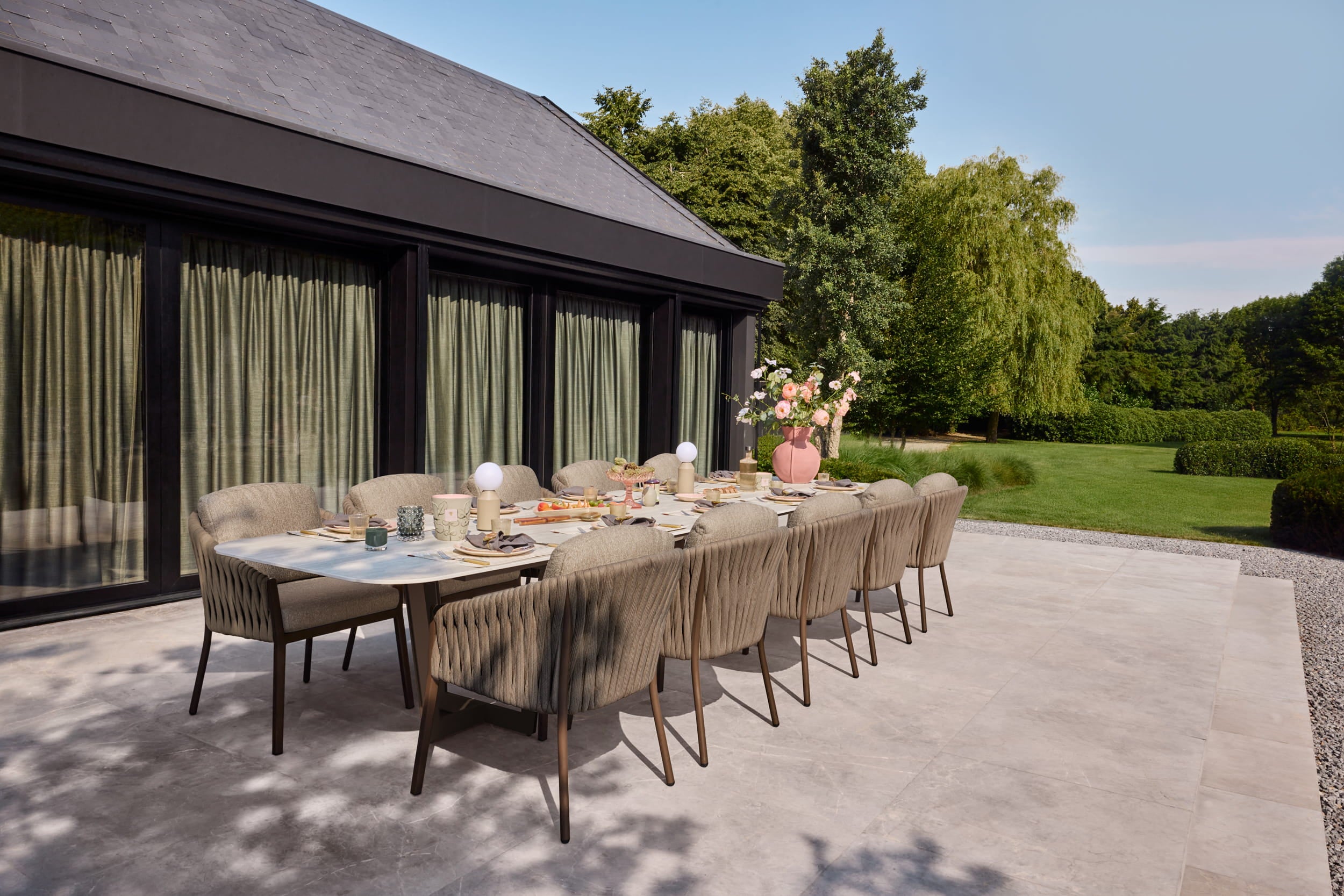 Tuinstoel Avero - Brons - Clouded rope - Pebble desert bouclé