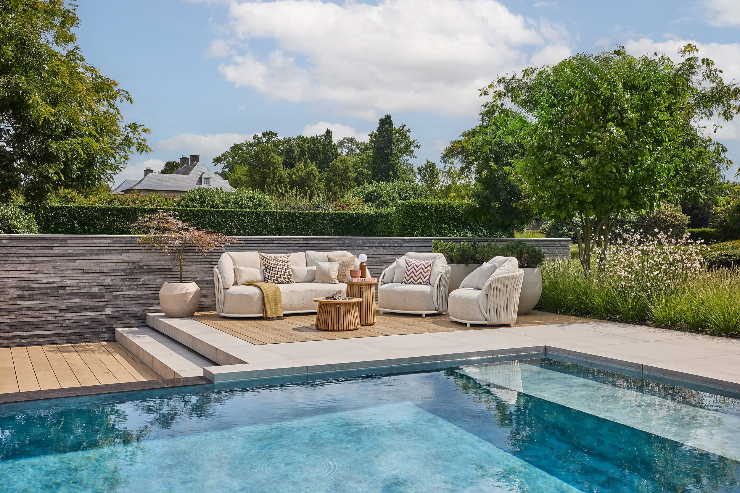 Tuinbank Vivaro - Camel sand - Misty rope - Beachy bouclé