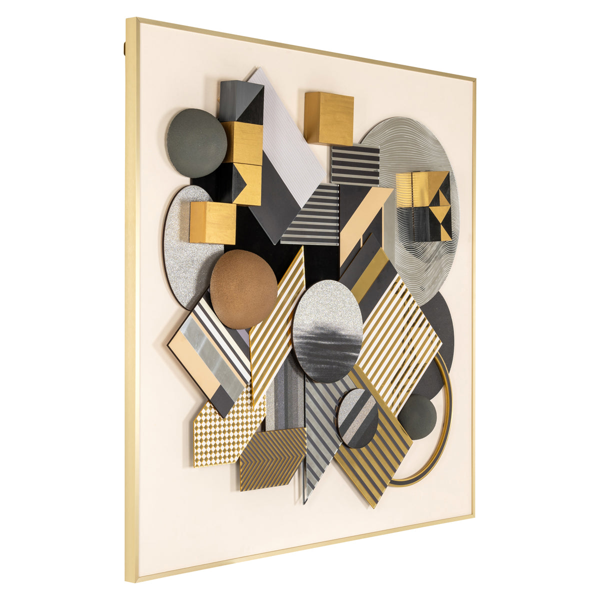 Wall art Block 3D - Zwart/goud