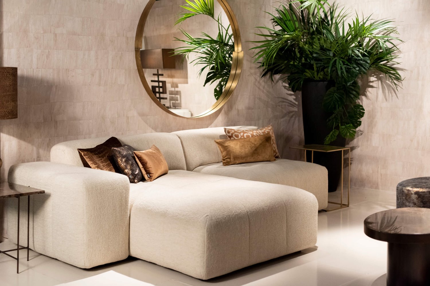 Spiegel Harvey Round Messing