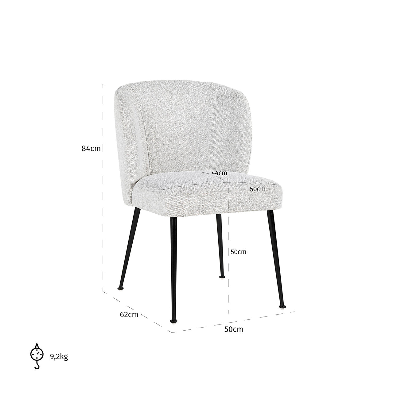 Stoel Fallon - White bouclé