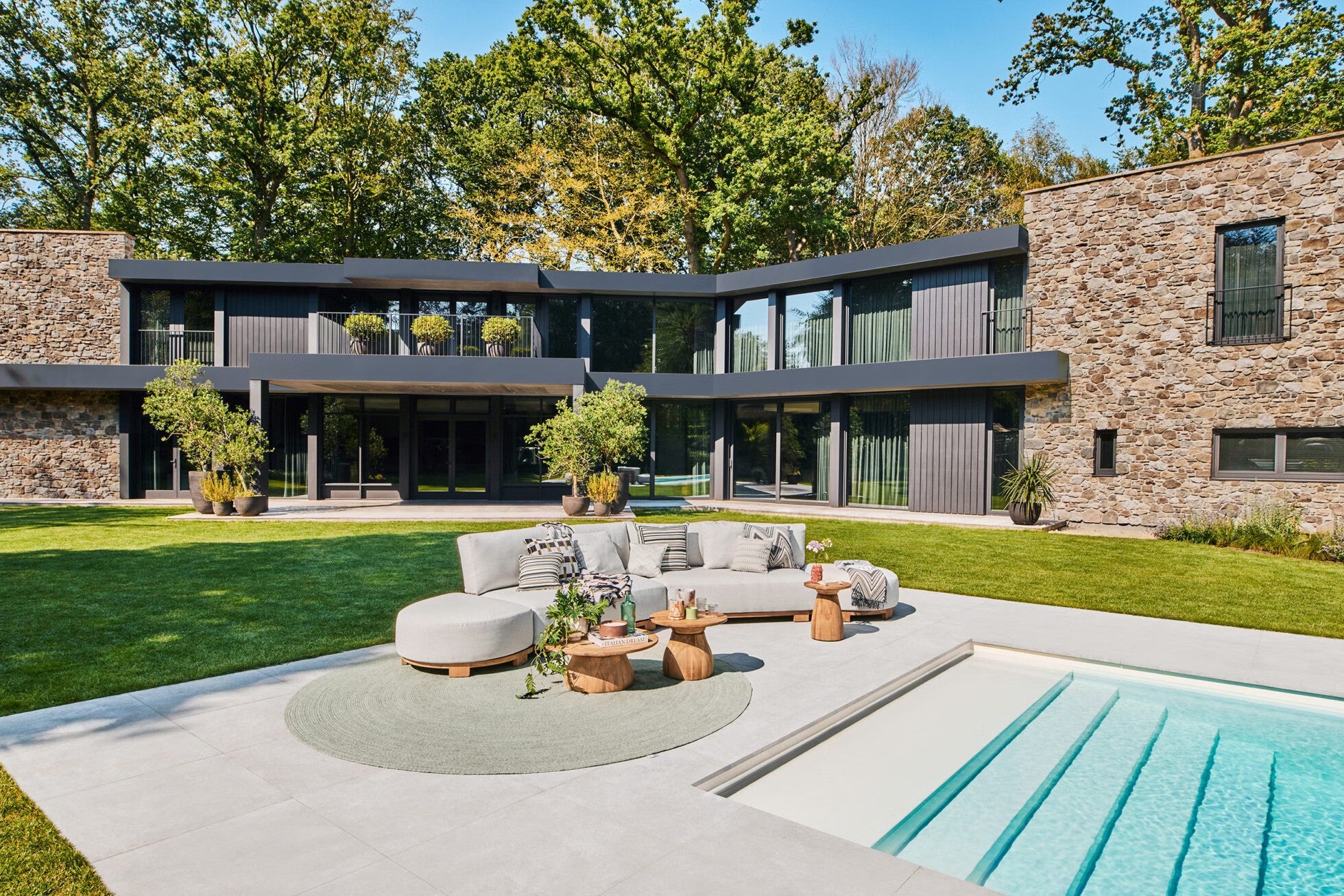 Vloerkleed Veneto - Ø200 - Green