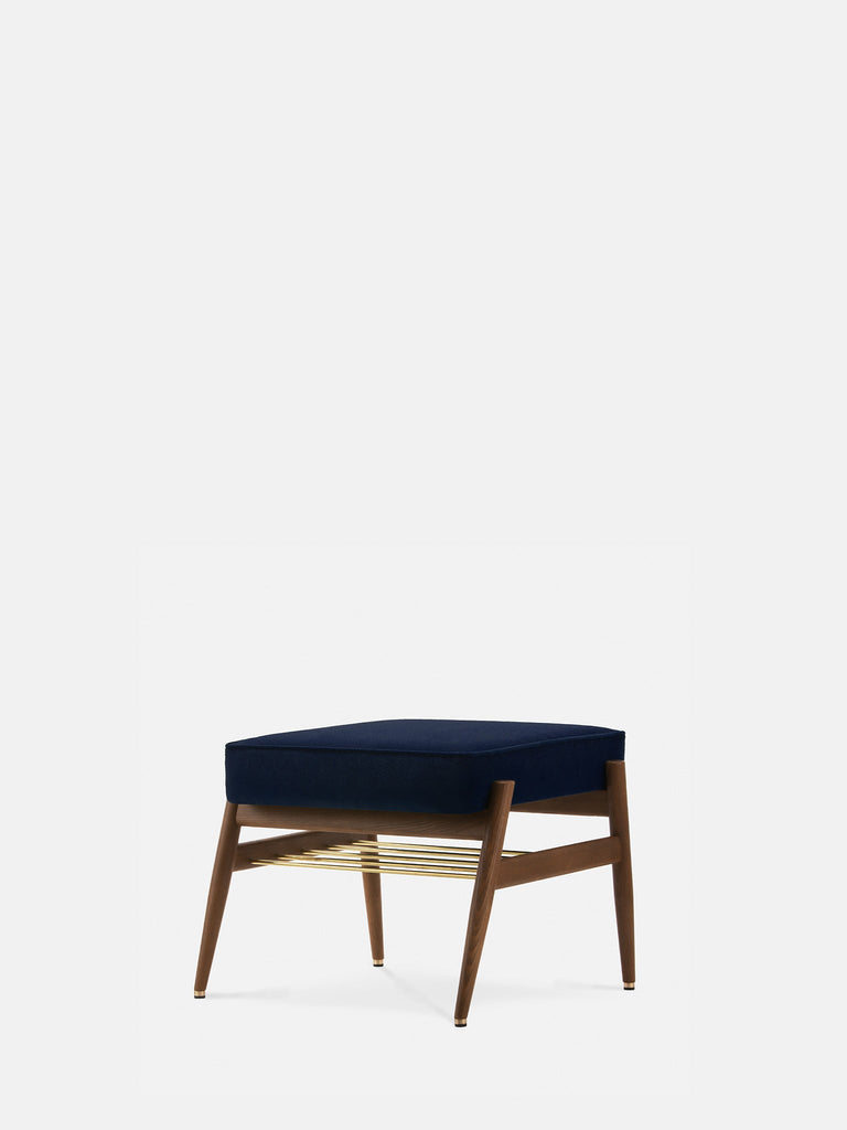 Voetenbank Fox Fluweel Indigo Donker Hout