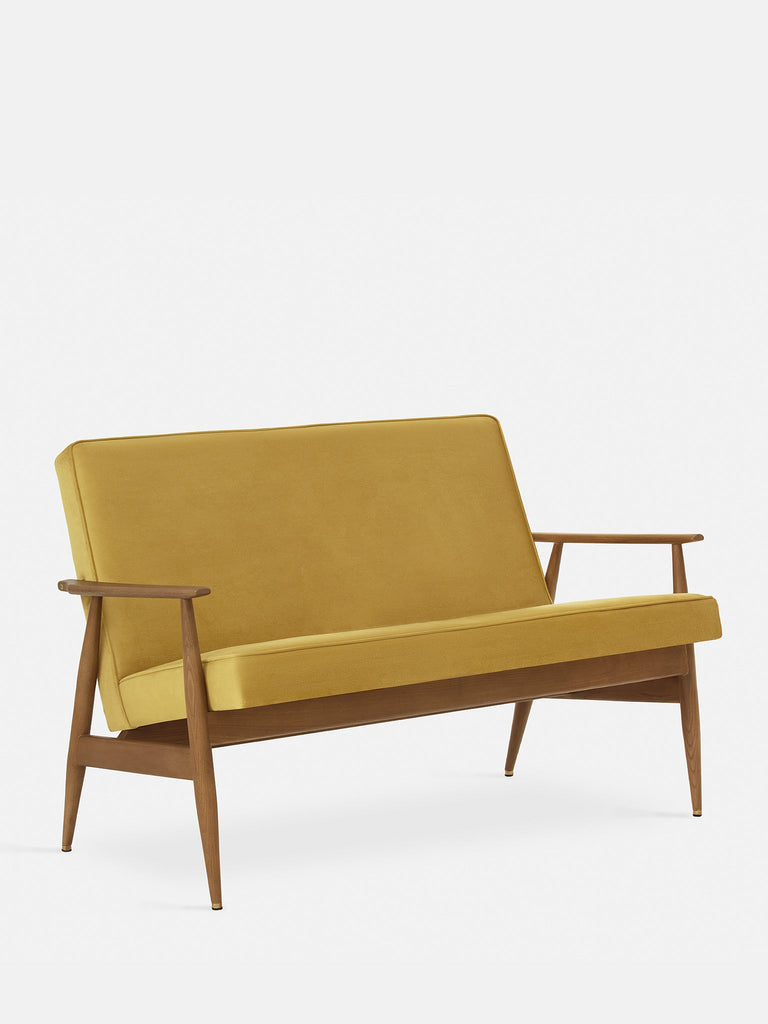 Bank Fox Shine Velvet Mosterd Donker Hout