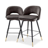 Barkruk Cliff - Laag - Grey velvet (set van 2)