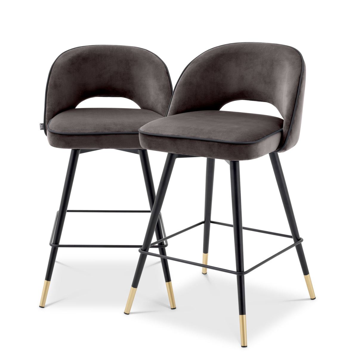 Barkruk Cliff - Laag - Grey velvet (set van 2)