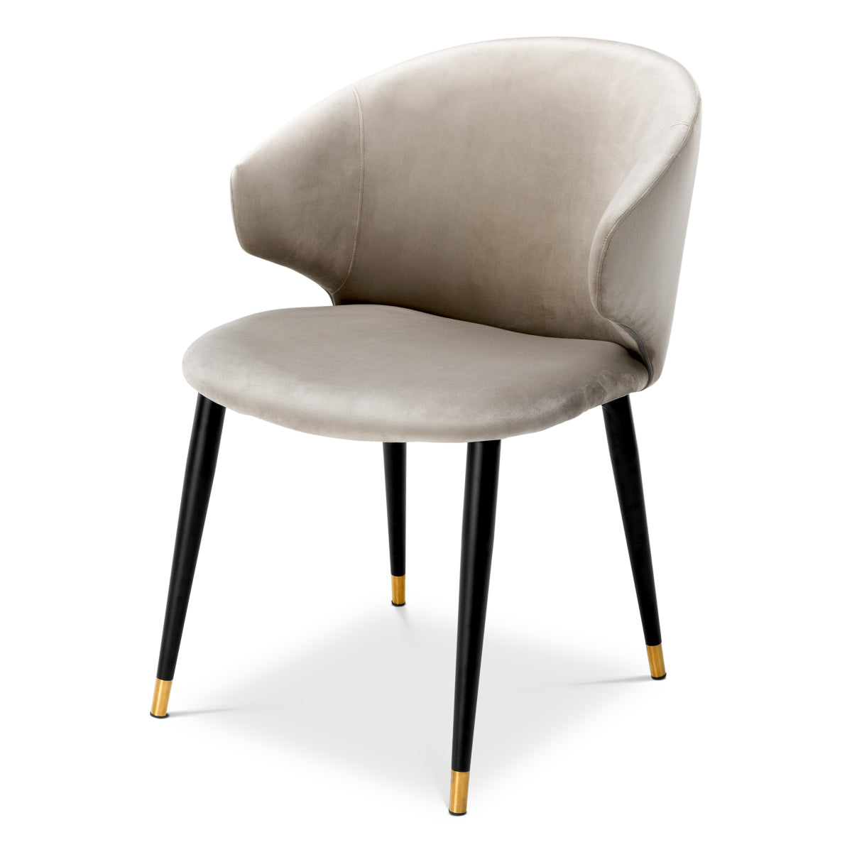 Eetkamerstoel Volante met armleuning - Beige velvet