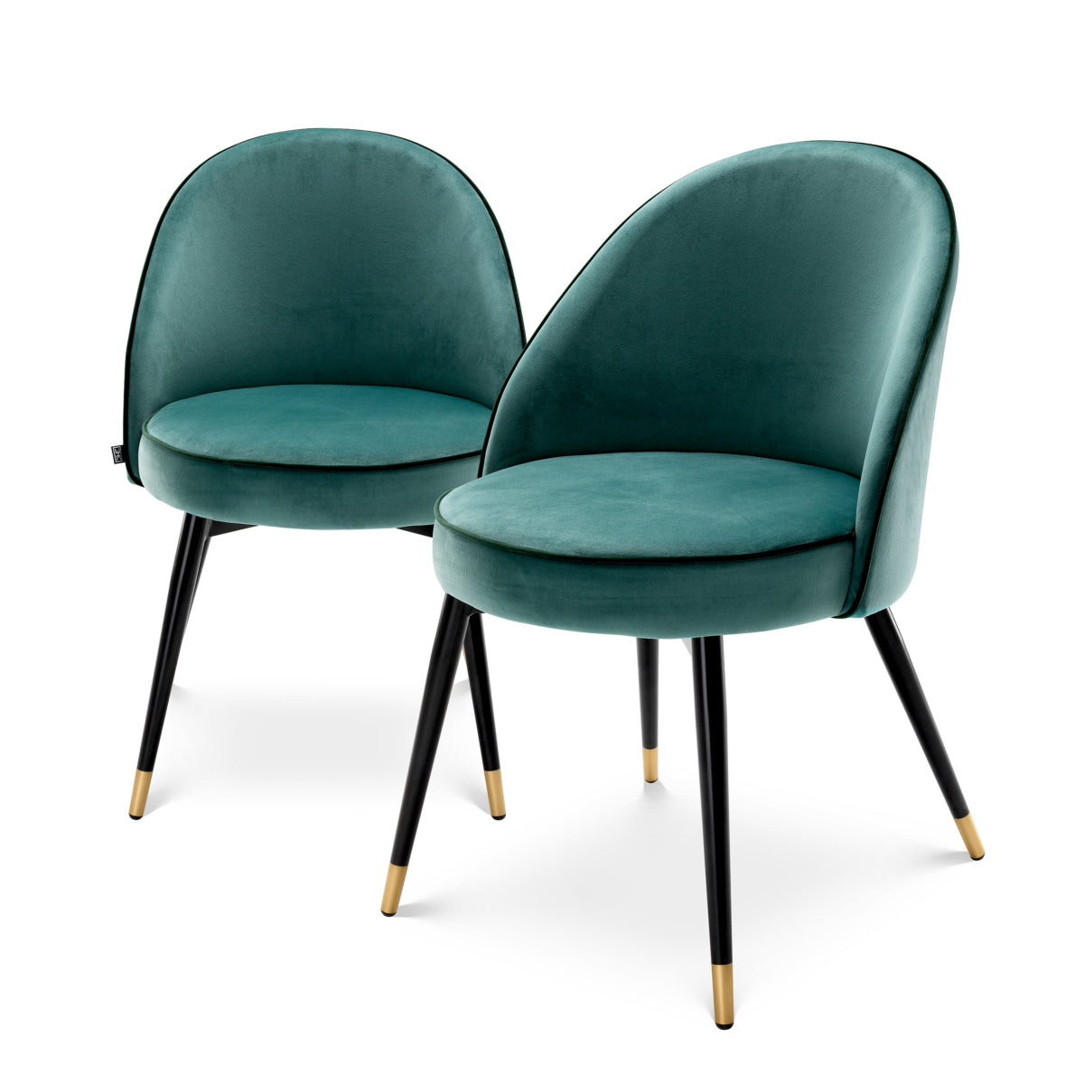Eetkamerstoel Cooper - Turquoise velvet (set van 2)