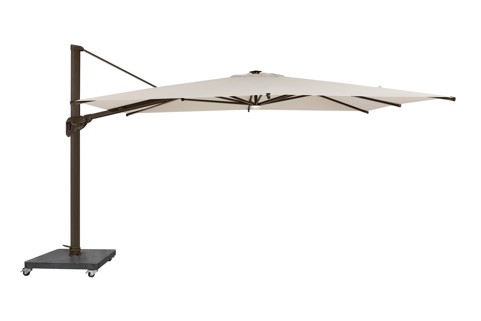 Parasol Novara met led - 400x300 - Brons - Camel sand