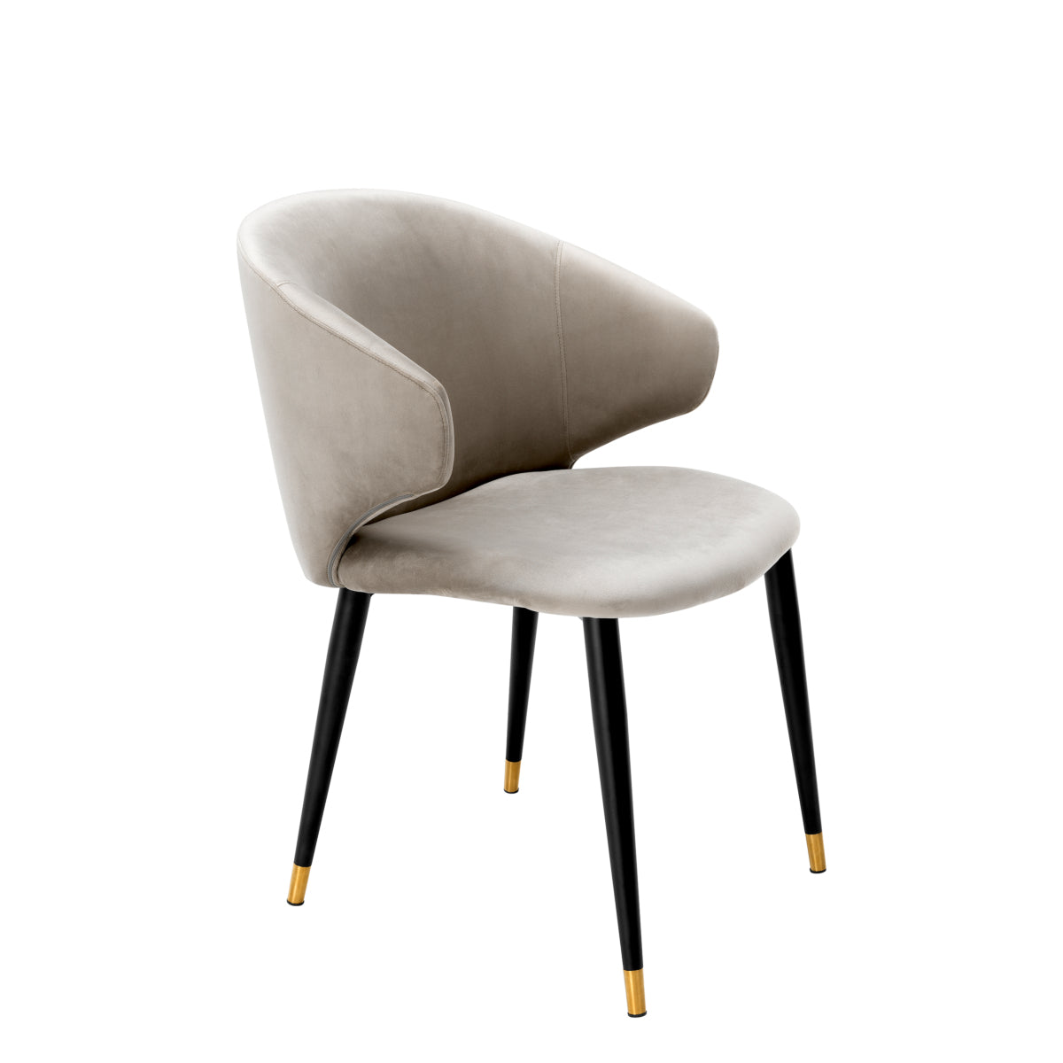 Eetkamerstoel Volante met armleuning - Beige velvet