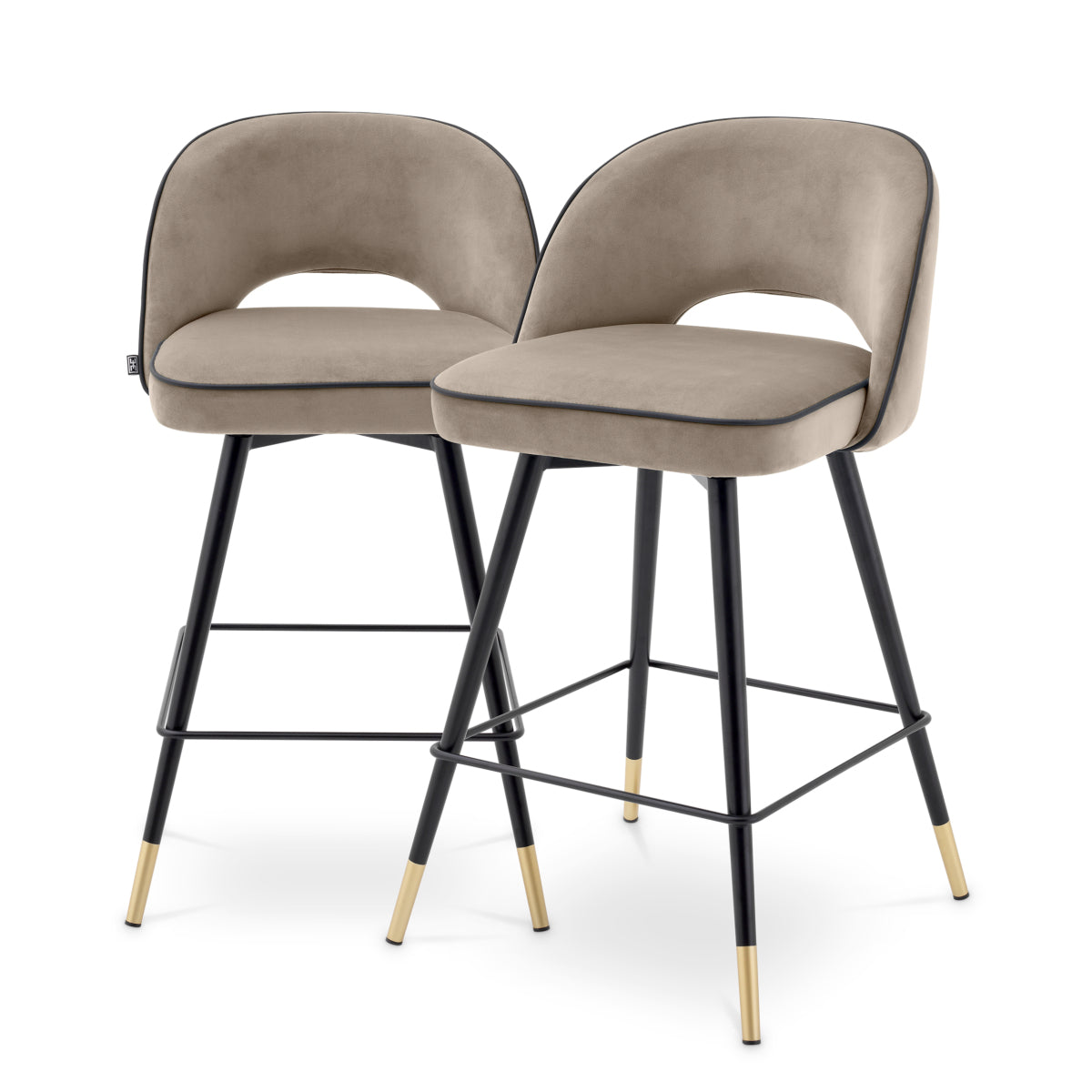 Barkruk Cliff - Laag - Greige velvet (set van 2)