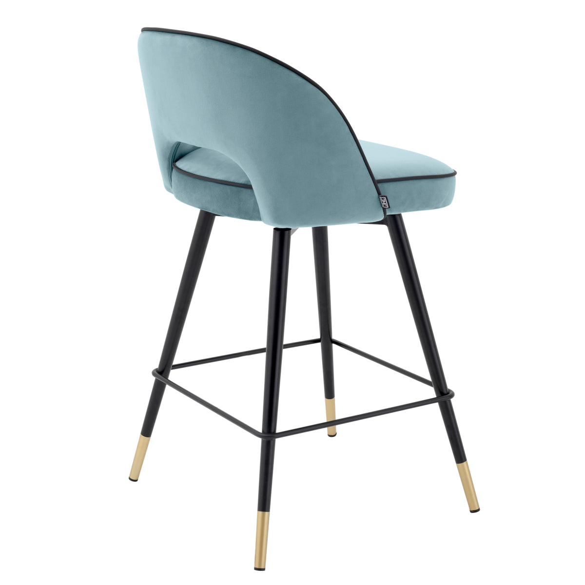 Barkruk Cliff - Laag - Blue velvet (set van 2)