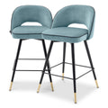 Barkruk Cliff - Laag - Blue velvet (set van 2)
