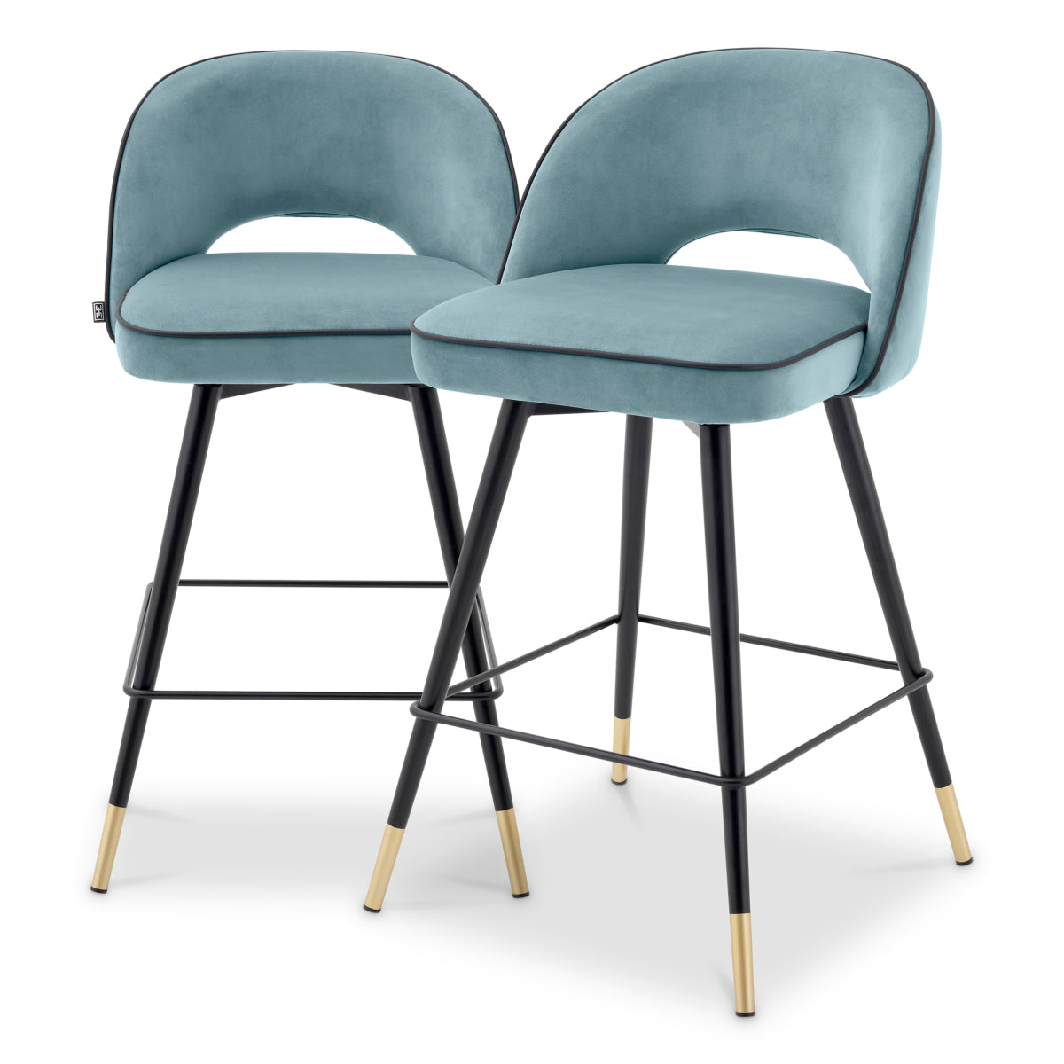 Barkruk Cliff - Laag - Blue velvet (set van 2)