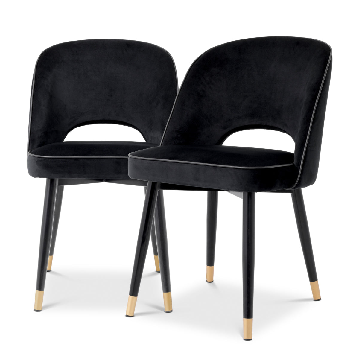 Eetkamerstoel Cliff - Black velvet (set van 2)