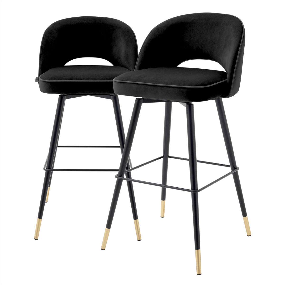 Barkruk Cliff - Black velvet (set van 2)
