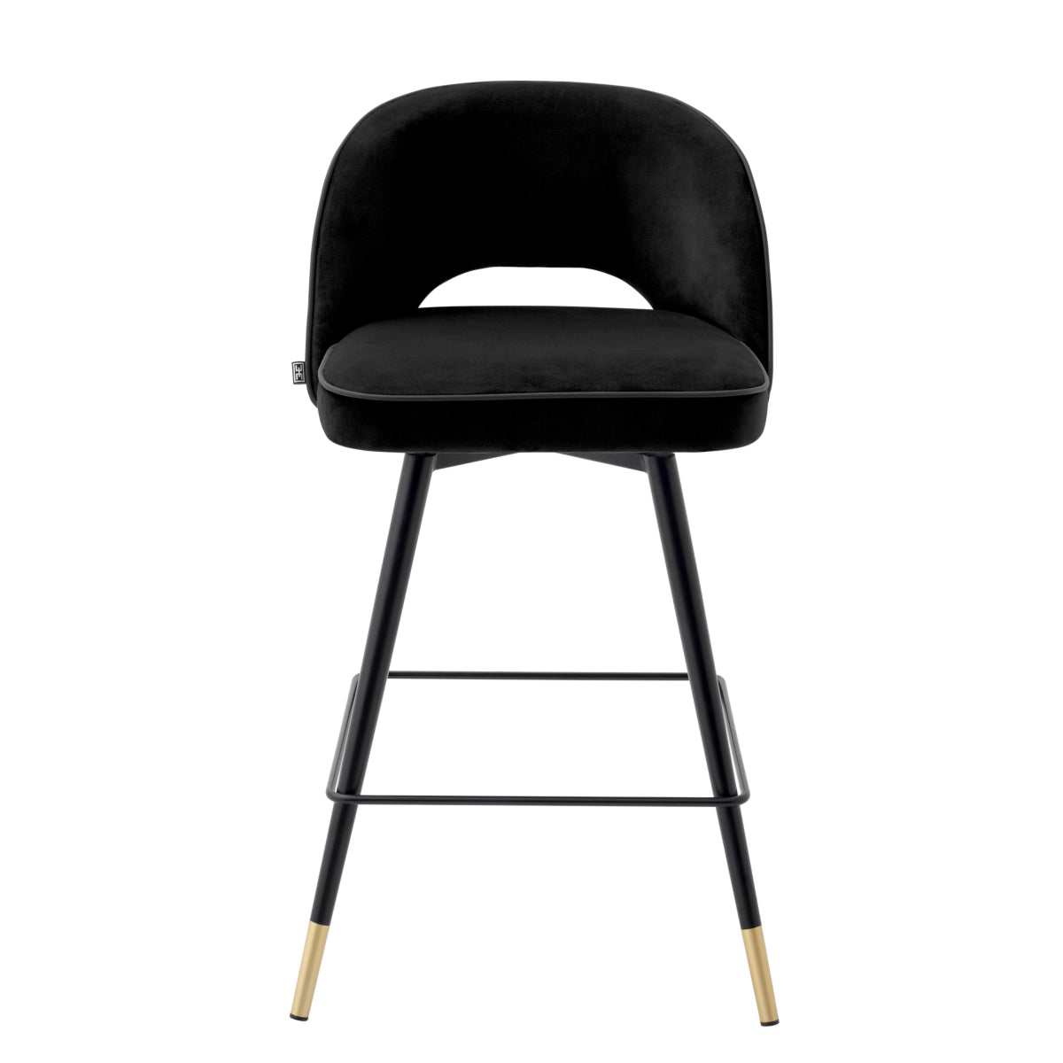 Barkruk Cliff - Laag - Black velvet (set van 2)