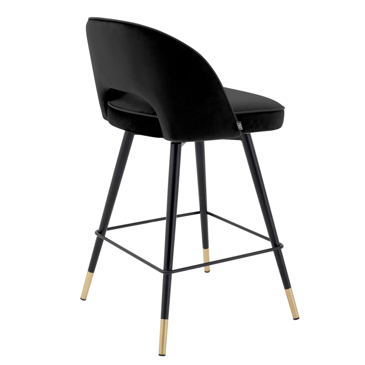 Barkruk Cliff - Laag - Black velvet (set van 2)