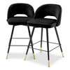 Barkruk Cliff - Laag - Black velvet (set van 2)