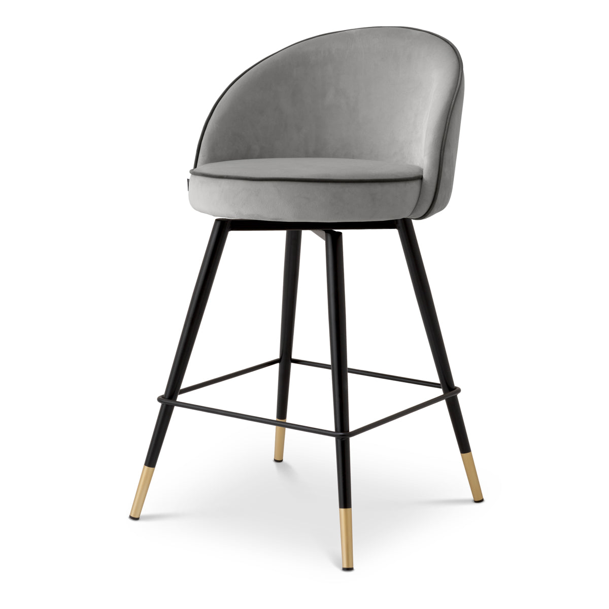 Barkruk Cooper - Laag - Grey velvet (set van 2)