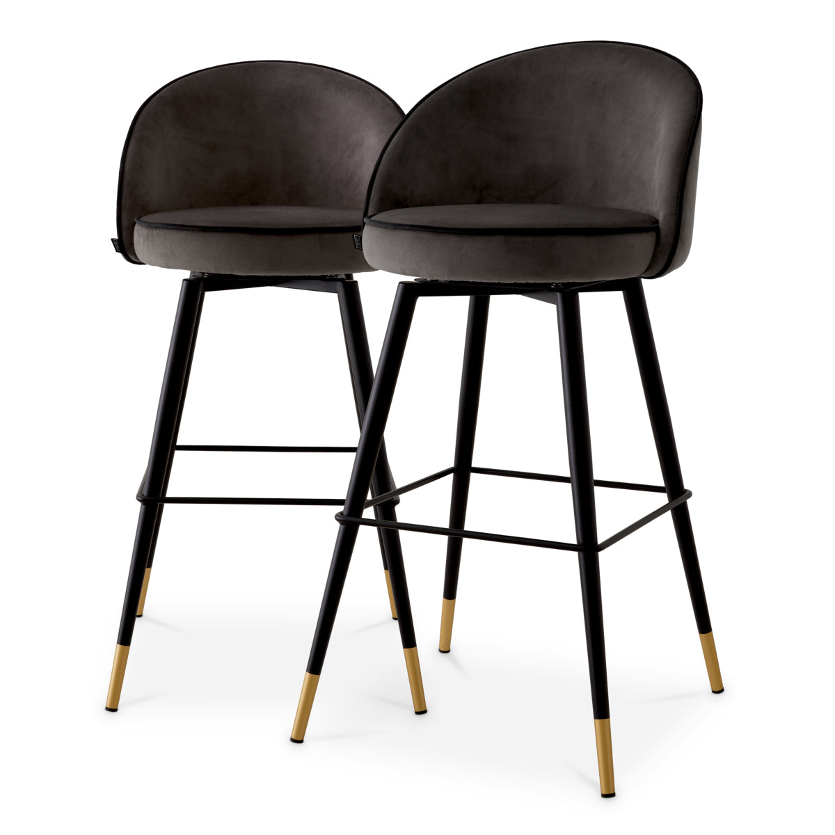 Barkruk Cooper - Dark grey velvet (set van 2)